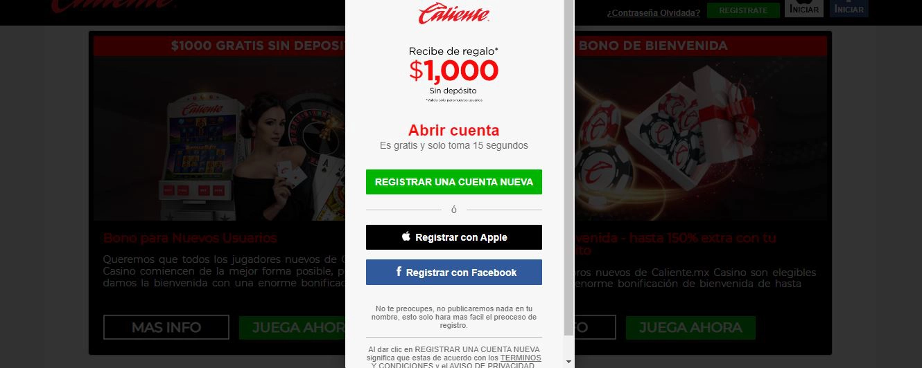 Registro en casino